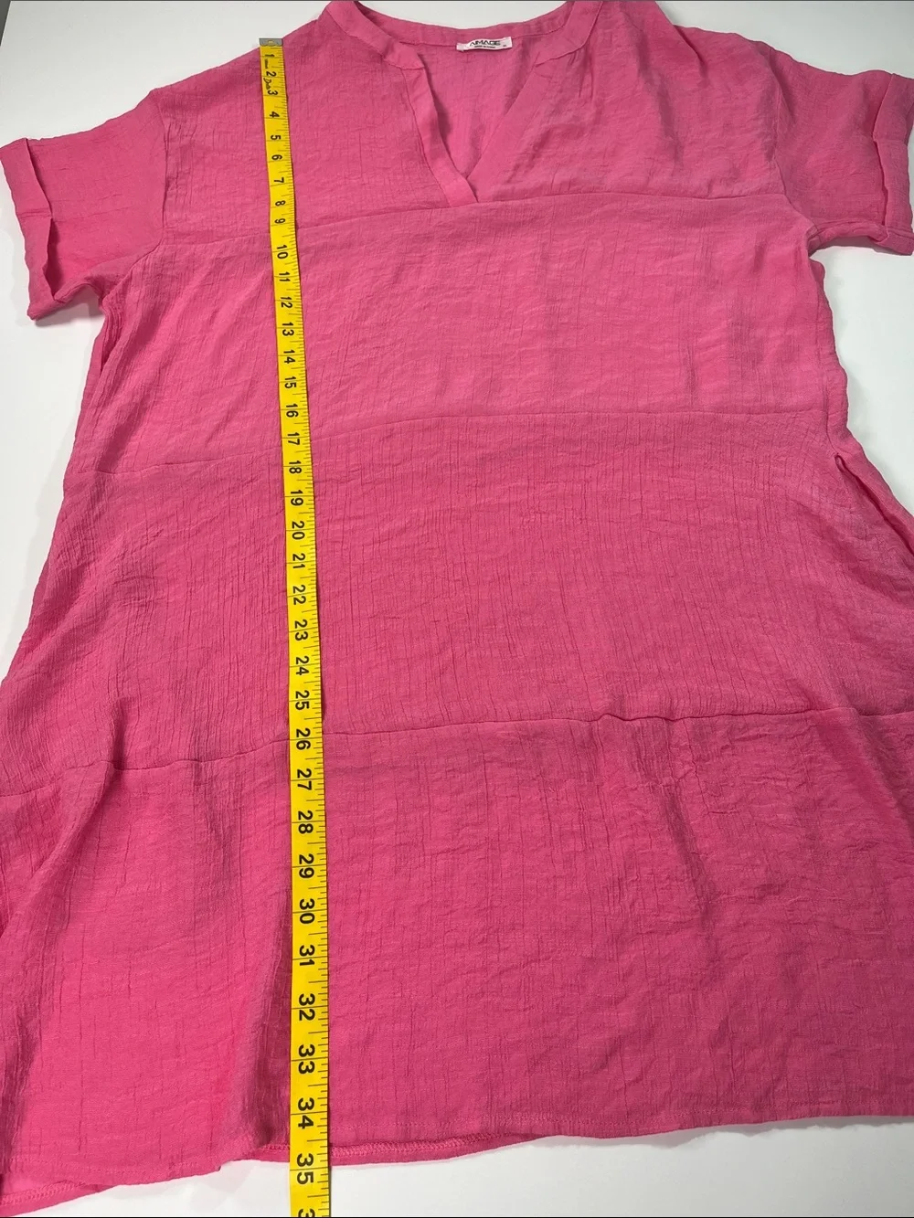 Aimage Bright Pink V-Neck Swimsuit Coverup W/Pockets Sz XL